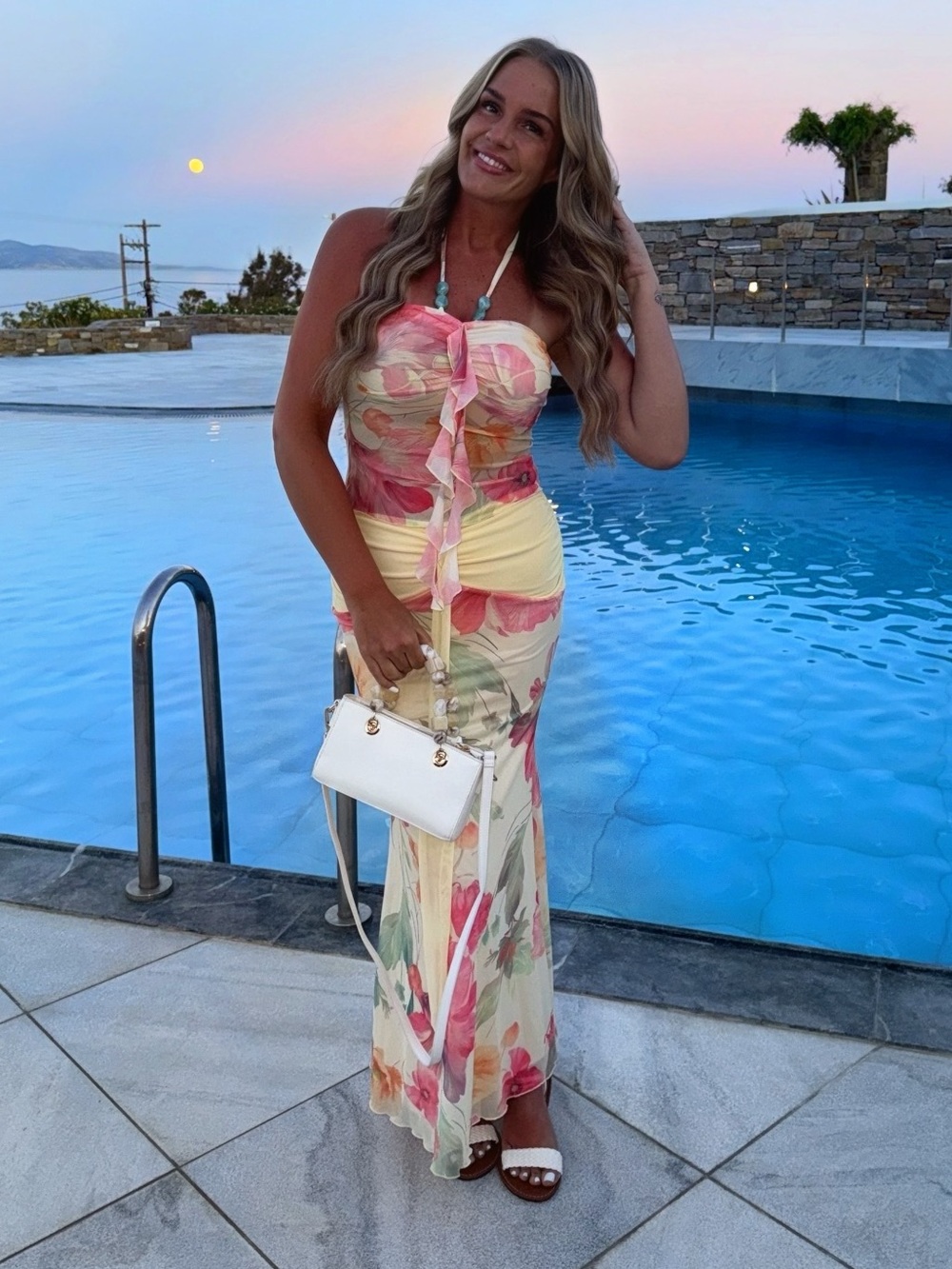 SHEIN Yellow Floral two piece skirt set